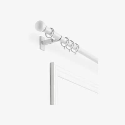 John Lewis John Lewis & Partners Made to Measure Revolution Curtain Pole with Rings and Ball Finials, Wall / Ceiling Fix, Dia.30mm