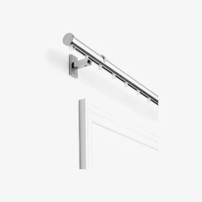 John Lewis John Lewis & Partners Made to Measure Hand Drawn Revolution Curtain Track with Curl Gliders and Stud Finials, Wall / Ceiling Fix, Dia.30mm