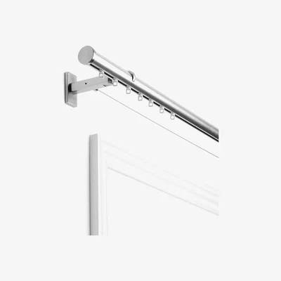 John Lewis John Lewis & Partners Made to Measure Double Revolution Curtain Track with Gliders and Stud Finials, Wall Fix, Dia.30mm