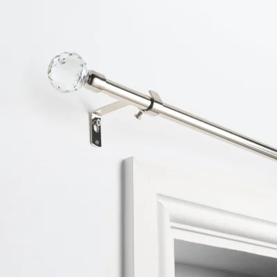 The Range OHS Extendable Crystal Ball Curtain Pole - Silver