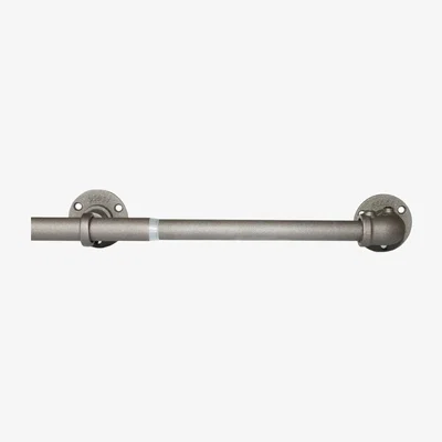 The Range Gun Metal Industrial Room Darkening Extendable Metal Curtain Pole Set - Gunmetal Grey / 120cm