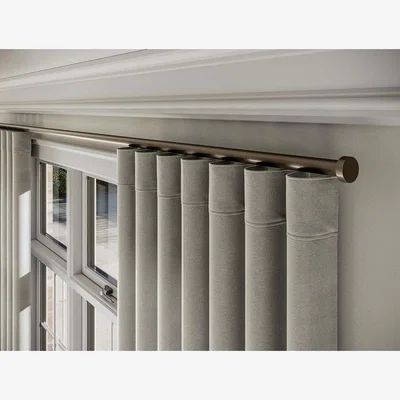 The Range 28mm Styleline Corded Gliding Curtain Pole Set with Stud End - Taupe - Taupe / 240cm