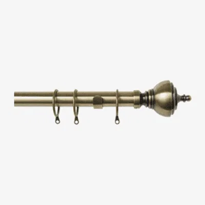The Range 25-28mm Vienna End Antique Brass Metal Curtain Pole Set - Antique Brass / 120cm