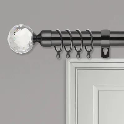 The Range Crystal Extendable Curtain Poles - Black Nickel / 144cm