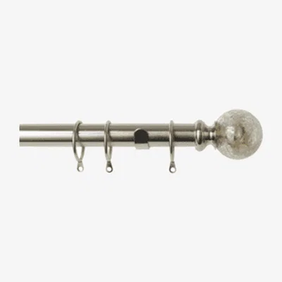 The Range 25-28mm Empire End Satin Silver Metal Curtain Pole Set - Silver / 200cm