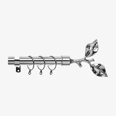 The Range Extendable Metal Curtain Pole Set Leaf  - Chrome / 12 / 2