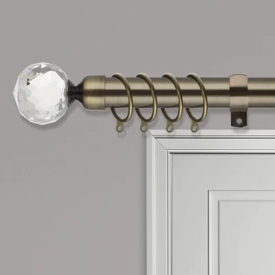 The Range Crystal Extendable Curtain Poles - Antique Brass / 144cm