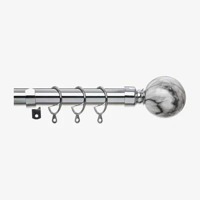 The Range Extendable Metal Curtain Pole Set Marble  - Silver / 120cm