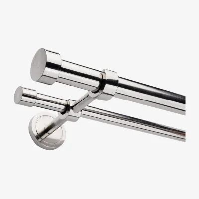 The Range Double Layer Curtain Pole - Silver / 120-210cm