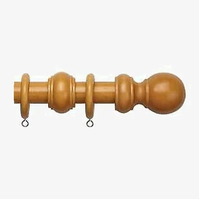 The Range Complete Wooden Curtain Pole Set - Antique Pine / 150cm