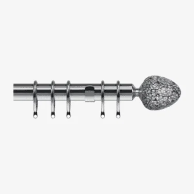 The Range 25-28mm Allure End Satin Silver Metal Curtain Pole Set - Silver / 170cm
