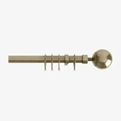 The Range 22-25mm Antique Brass Finesse Ball End Metal Curtain Pole Set - Antique Brass / 170cm