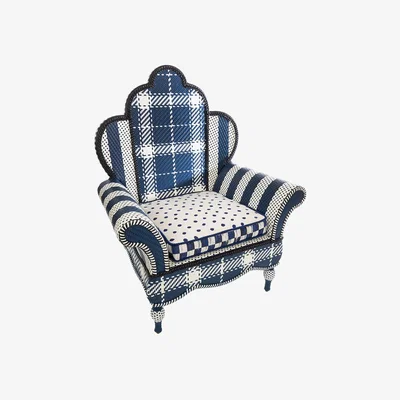 Amara MacKenzie-Childs - Boathouse Outdoor Wing Chair - Blue/White