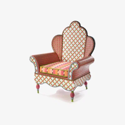 Amara MacKenzie-Childs - Breezy Poppy Outdoor Wing Chair - Pink/Green