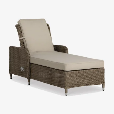 Barker and Stonehouse Navene Sun Lounger, Aluminium, Brown | Barker & Stonehouse