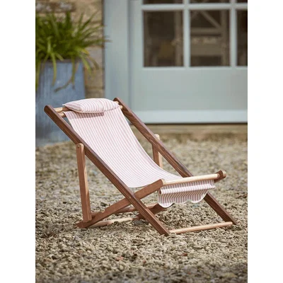 Cox and Cox Mini Fringed Deck Chair - Blush Stripe