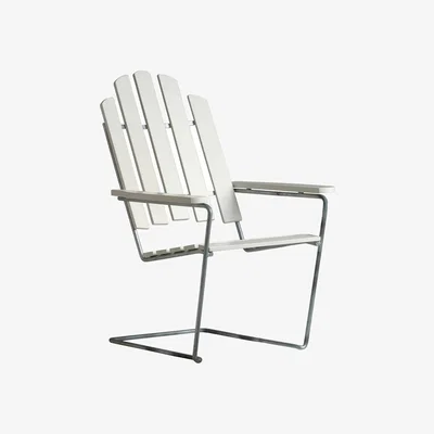 Nordic Nest Grythyttan Stålmöbler A3 sun chair White lacquer oak-hot-dip galvanized