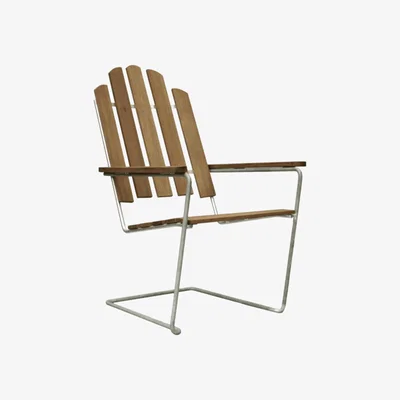 Nordic Nest Grythyttan Stålmöbler A3 sun chair Teak-hot-dip galvanized stand