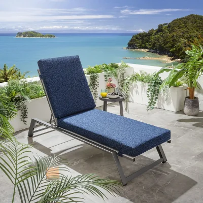 Quatropi Modern Outdoor Garden Lounger Cushioned Sun Lounger Blue Aluminium