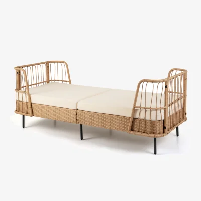 The Range Outdoor PE Wicker Daybed w/Soft Padded Sponge & Zippered Cushions - Natural