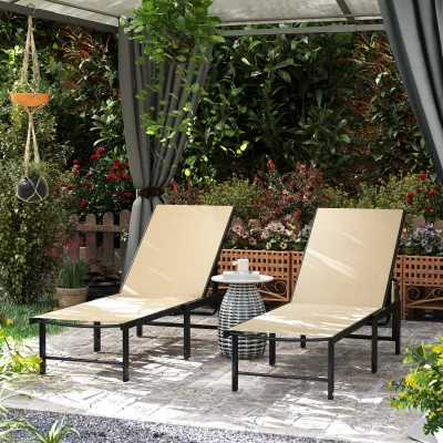 The Range Outsunny 5-Level Reclining Garden Sun Loungers - Khaki