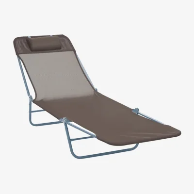 The Range Adjustable Garden Sun Lounger Recliner Chair - Brown