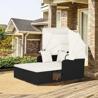 The Range Outdoor Daybed Patio Loveseat Sofa Set - White