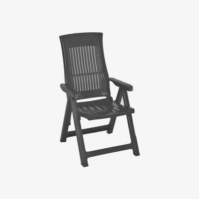 The Range 5 Recline Position Folding Garden Lounger - Grey / 1