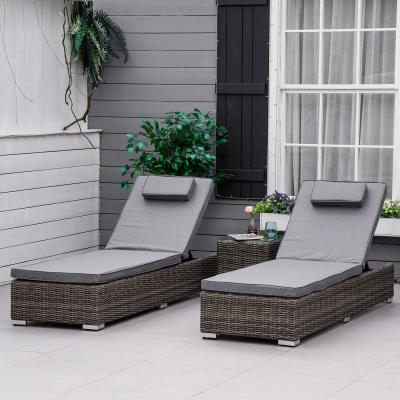 The Range 3 PCS Adjustable PE Rattan Lounge Set - Grey