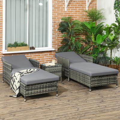 The Range 3-Pieces Patio Chaise Lounge Chair Set - Grey