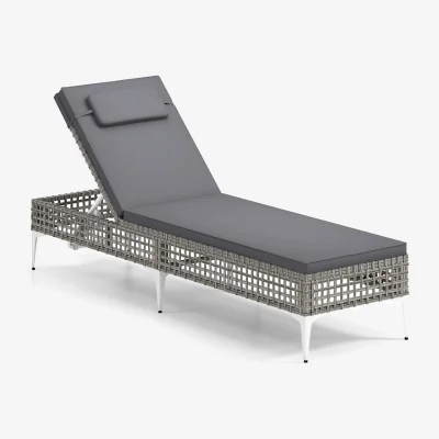 The Range 6-Level Rattan Garden Sun Lounger - Grey
