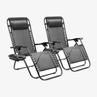 The Range Set of 2 Reclining Gravity Chair Folding Recliner Sunloungers - Black