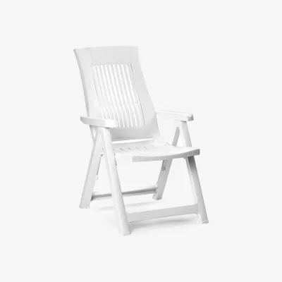 The Range 5 Recline Position Folding Garden Lounger - White / 1