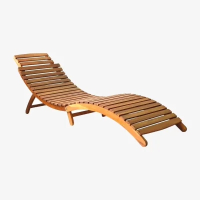 The Range Acacia Sun Lounger with Cushion - Brown / 1