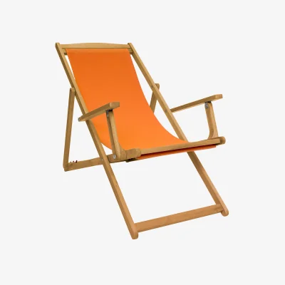 The Range Folding FSC Eucalyptus Wooden Deck Chair Beach Sun Lounger - Orange