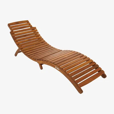 The Range Large Folding Curved Reclining FSC Wood Sun Lounger Patio Sunbed - Natural