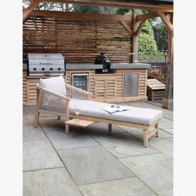Royal Craft Roma Rope Sun Lounger with Pull-out Side Table