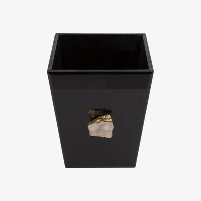 Amara Luxe - Glass and Agate Waste Bin - Black