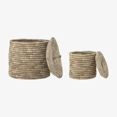 Amara Bloomingville - Lin Seagrass Basket with Lid - Set of 2