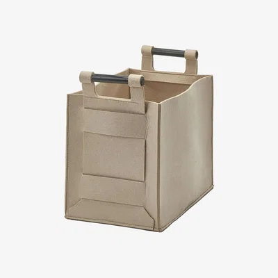Amara Aquanova - Luz Recycled Storage Basket with Bamboo Handle - Beige