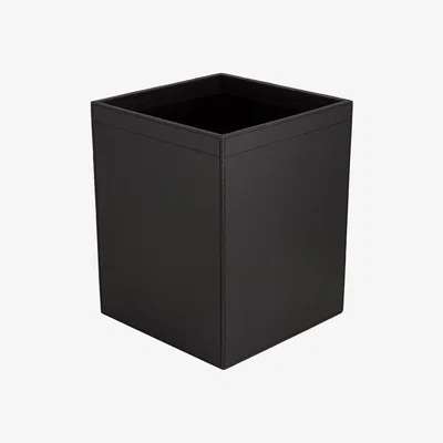 Amara Essentials - Leather Square Waste Bin - Black