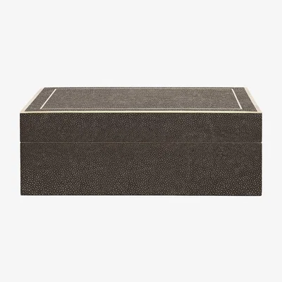 Amara Made Goods - Mateus Faux Shagreen Box - Dark Mushroom - Large