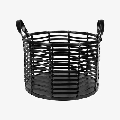 Amara Global Explorer - Slotted Leather Basket - Black
