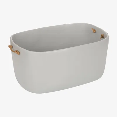 Amara Tina Frey Designs - Storage Basket with Leather Handles - Cement