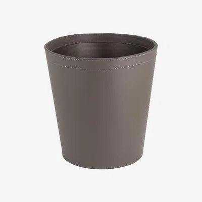 Amara Essentials - Leather Round Waste Bin - Charcoal