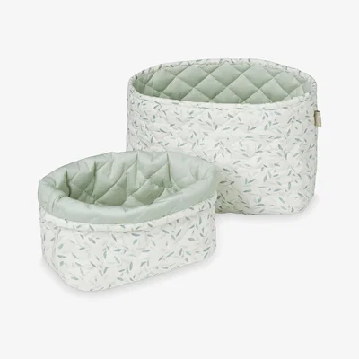 Amara Cam Cam Copenhagen - Quilted Storage Basket - Set of 2 - OSC Green Leaves