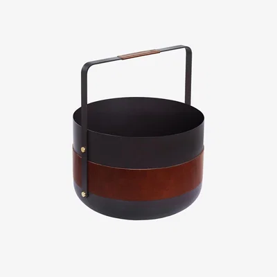 Amara Eldvarm - Wood Basket - Brown/Dark Grey