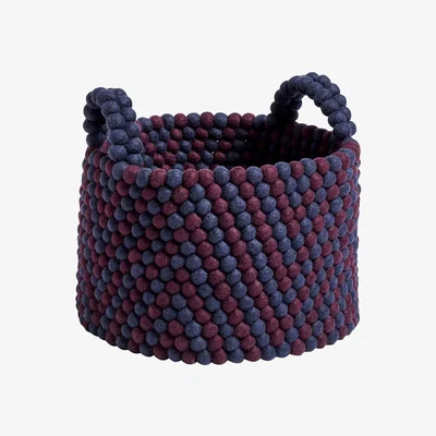 Amara HAY - Bead Basket with Handles - Burgundy Chevron