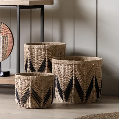 Amara Cameroon Baskets Natural & Black (Set of 3)
