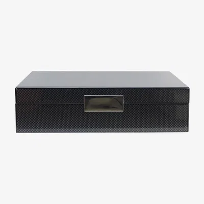 Amara Addison Ross - Lacquer Box with Metal Clasp - Carbon Fibre - 23x30cm